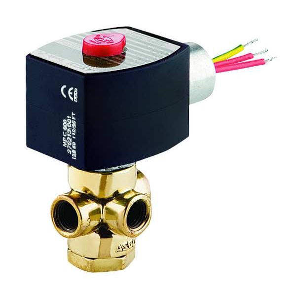 120V AC Brass Solenoid Valve, Normally Closed, 1/4 In Pipe Size