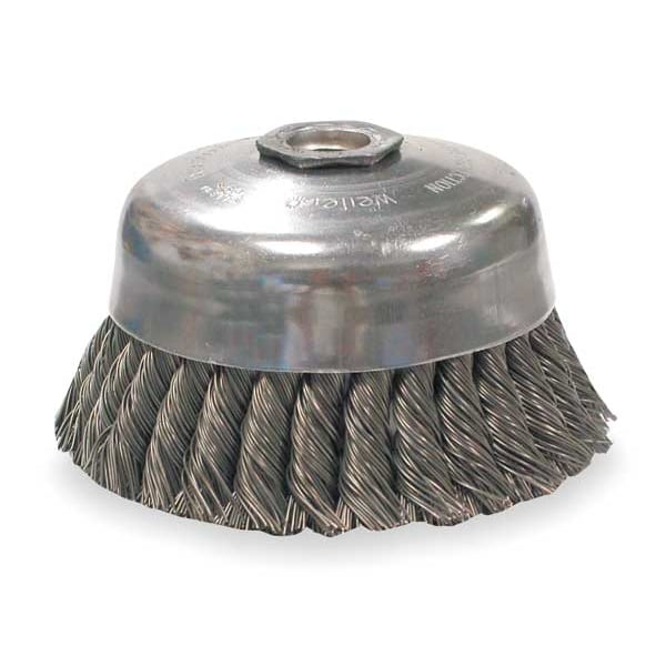 Knot Wire Cup Wire Brush, Threaded Arbor, 5