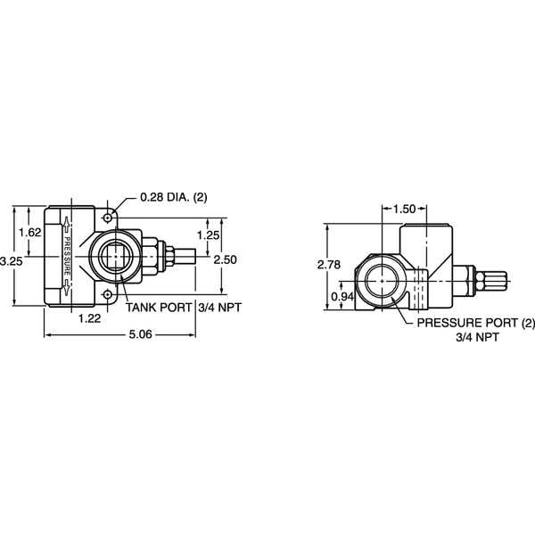 Inline Relief Valve,3/4 In NPT Port