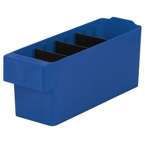 Drawer Storage Bin, Blue, Plastic, 3 3/4 In W X 4 5/8 In H, 15 Lb Load Capacity