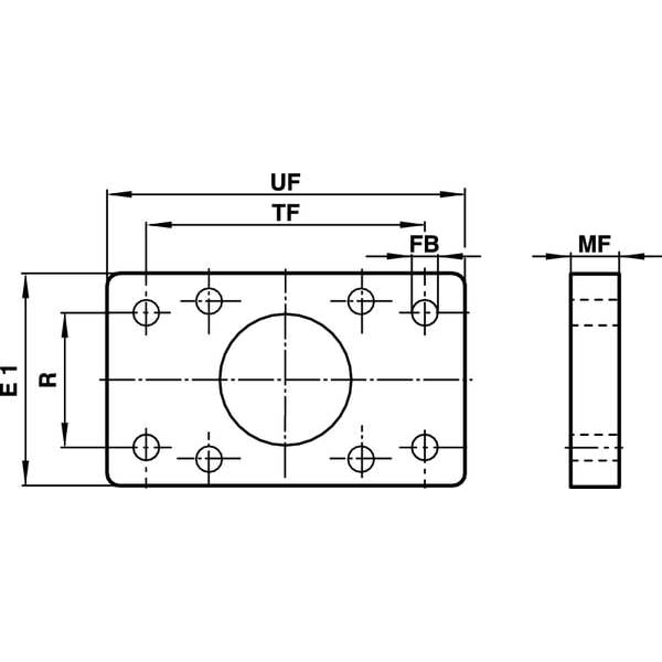 Metric Cylinder Mounting Kit, Flange, 100 Mm Mm Bore, Clear Anodized Aluminum