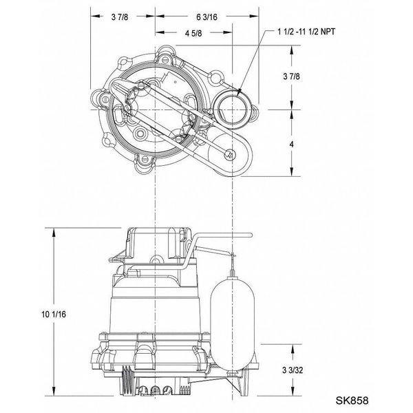 3/10 HP 1-1/2 F Submersible Sump Pump 230V None