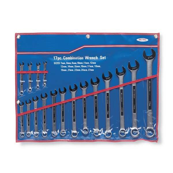 Combination Wrench Set,Satin,7-27mm,17Pc