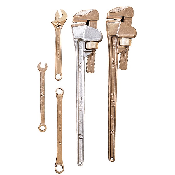 10 In L 2 1/2 In Cap. Aluminum Bronze Straight Pipe Wrench