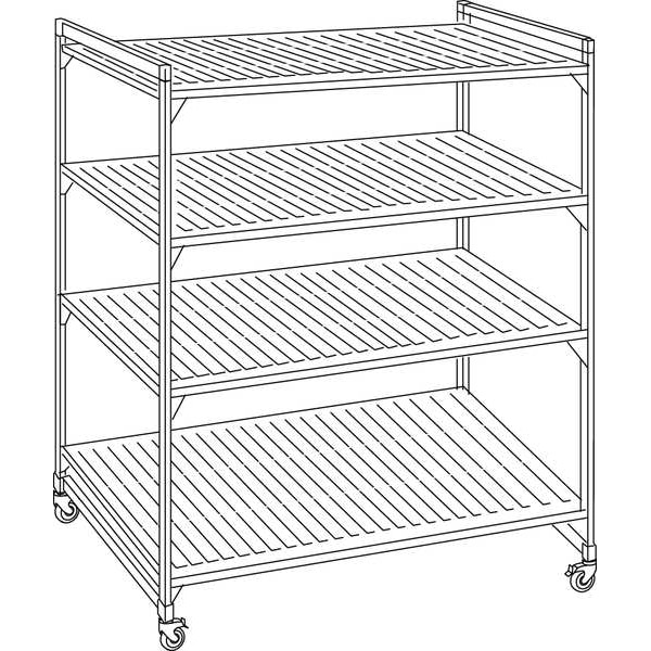 Starter Mobile Plastic Shelving Unit, Vented Style, 18 In D, 48 In W, 75 In H, 4 Shelves