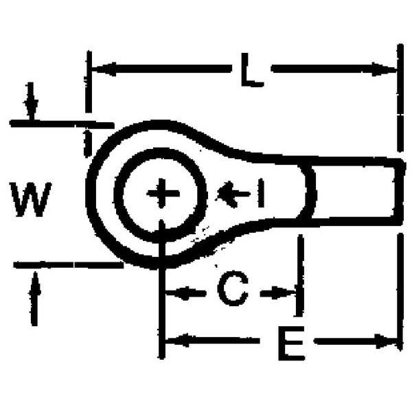 Scotchlok 22-18 AWG Non-Insulated Ring Terminal #6 Stud PK100