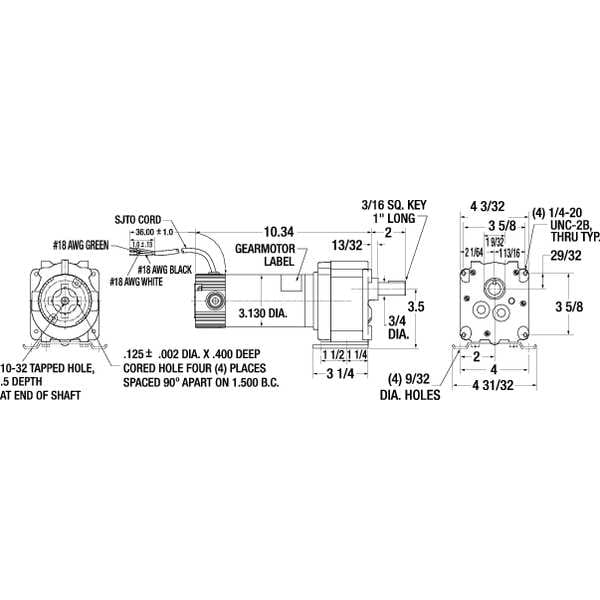 DC Gearmotor, 254.0 In-lb Max. Torque, 30 RPM Nameplate RPM, 24V DC Voltage