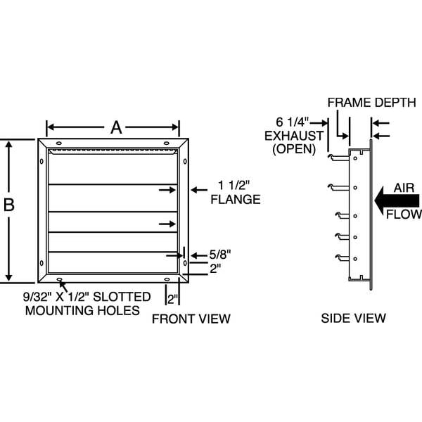 18 In Backdraft Damper / Wall Shutter, 18-1/2 In X 18-1/2 In