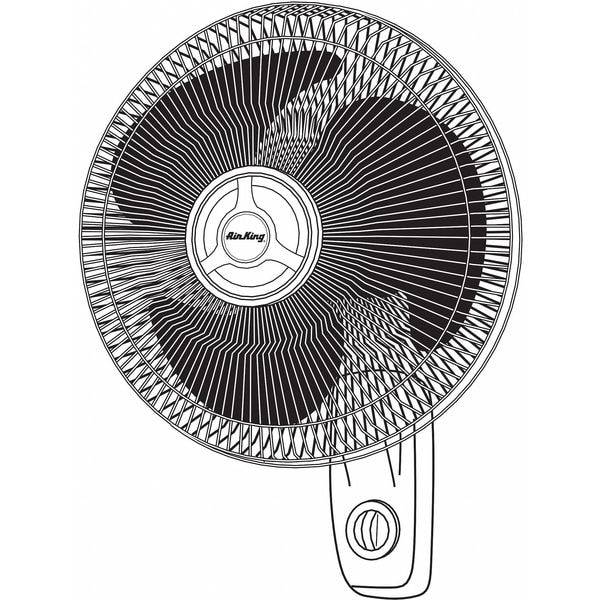 Wall Mount Fan, 12 In Oscillating, 3 Speeds, 120VAC, White