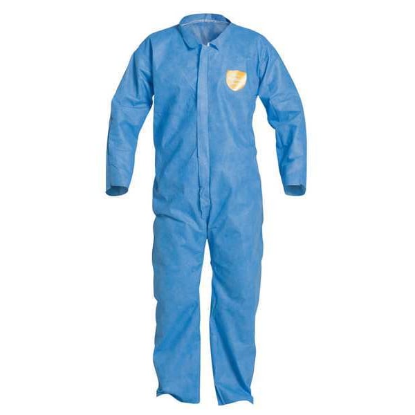 Collared Disposable Coverall, 25 PK, Blue, SMS, Zipper