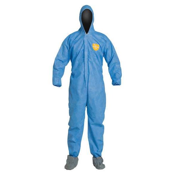 Hooded Disposable Coverall,2XL,25 PK,Blue,SMS,Zipper