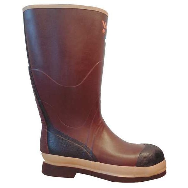 Size 9 Unisex Steel Rubber Boot, Brown