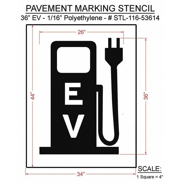 Pavement Stencil,34W,0.063 Thick,White