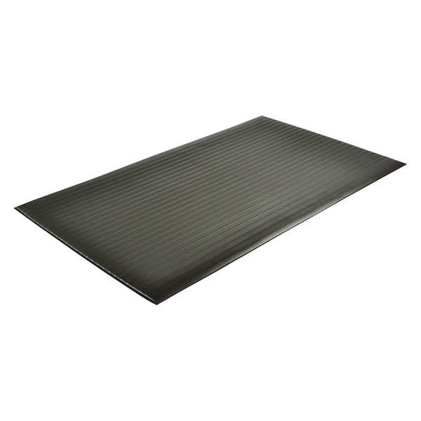 Antifatigue Runner, Black, 10 Ft. L X 4 Ft. W, PVC Closed Cell Foam, Corrugated Surface Pattern