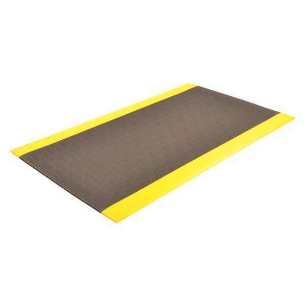 Antifatigue Mat, Black/Yellow, 3 Ft. L X 3 Ft. W, PVC Foam, Pebble Surface Pattern, 3/8 Thick