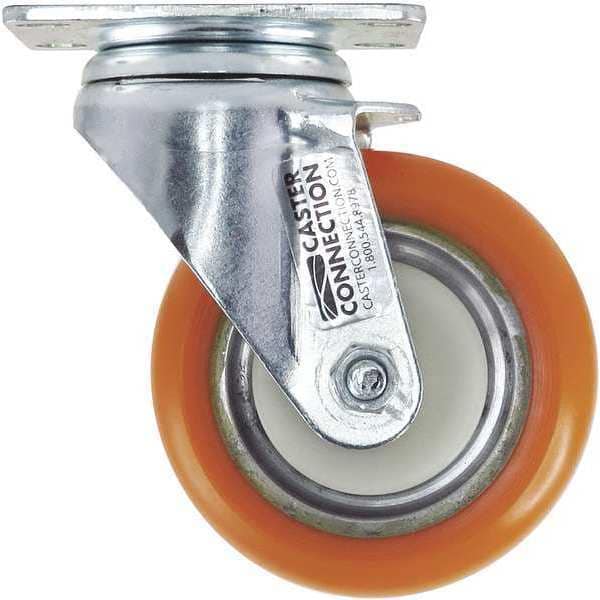 Swivel Plate Caster,Polyurethane,400 Lb.