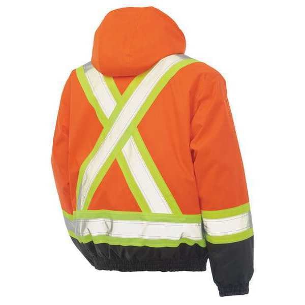 Men's Fluorescent Orange Polyester Bomber Jacket Size M