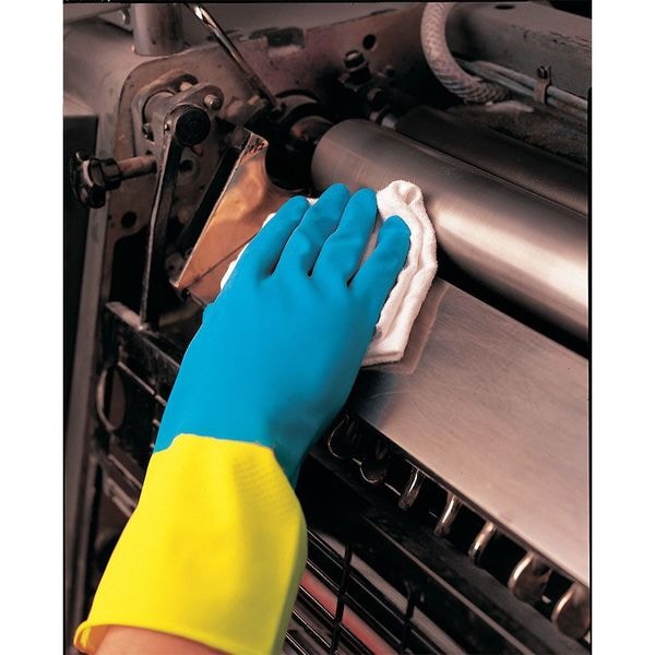 12 Chemical Resistant Gloves, Natural Rubber Latex/Neoprene, L, 12PK