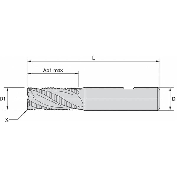 End Mill,TiAlN,0.7500 In. Milling Dia.