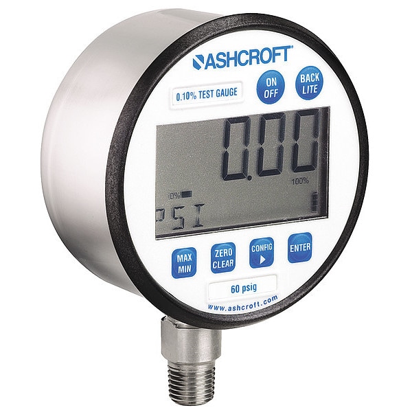 Digital Pressure Gauge, 0 To 5000 Psi, 1/4 In MNPT, Silver