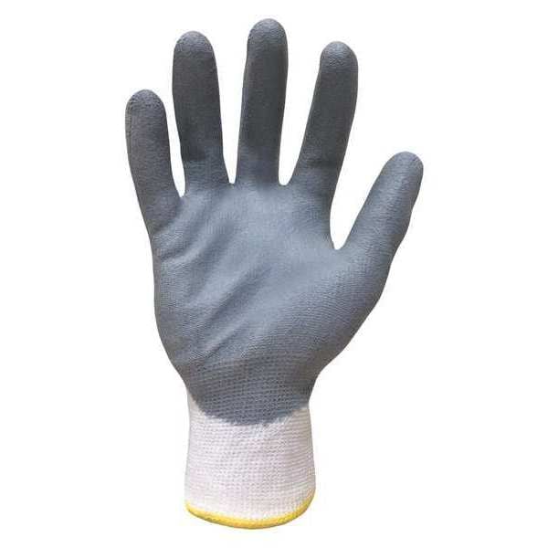 Polyurethane Coated Gloves, Palm Coverage, White/Gray, L, PR