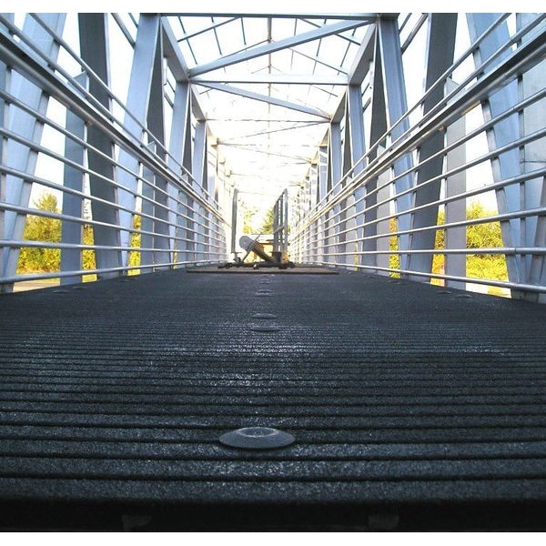 Pedestrian Pultruded Grating, 72 In Span, Grit-Top Surface, ISOFR Resin, Dark Gray