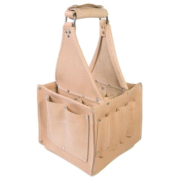 Tool Tote, Leather, 17 Pockets, Tan
