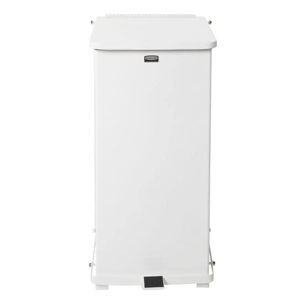 13 Gal Square Step Can, White, 16 3/4 In Dia, Step-On, Steel, Rigid Plastic