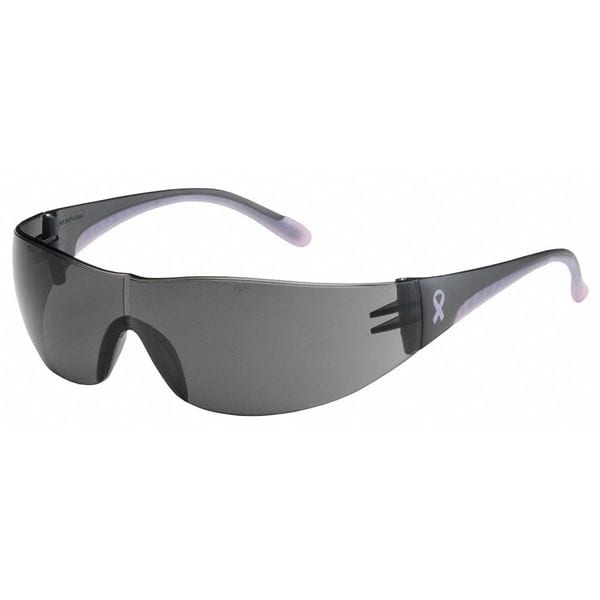 Safety Glasses, Wraparound Gray Polycarbonate Lens, Scratch-Resistant