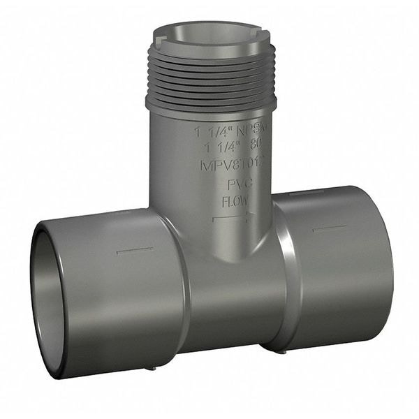 PVC Insertion Tee, Socket X Socket X Socket, 1/2 In Pipe Size