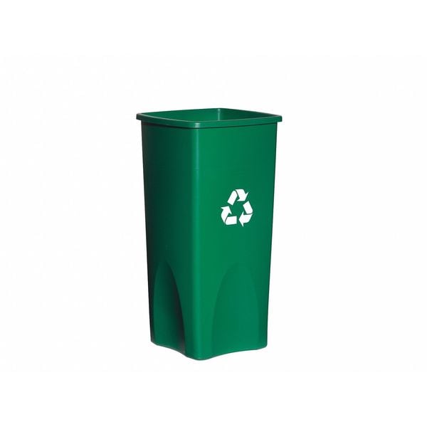 50 Gal Square Recycling Bin, Open Top, Gloss Brass/Satin Brass, Plastic, 1 Openings