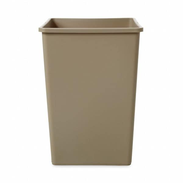 35 Gal Square Trash Can, Beige, 19 1/2 In Dia, None, LLDPE