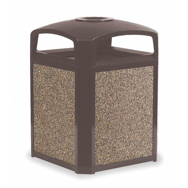 35 Gal Square Trash Can, Sable, 26 In Dia, Open Top, Plastic