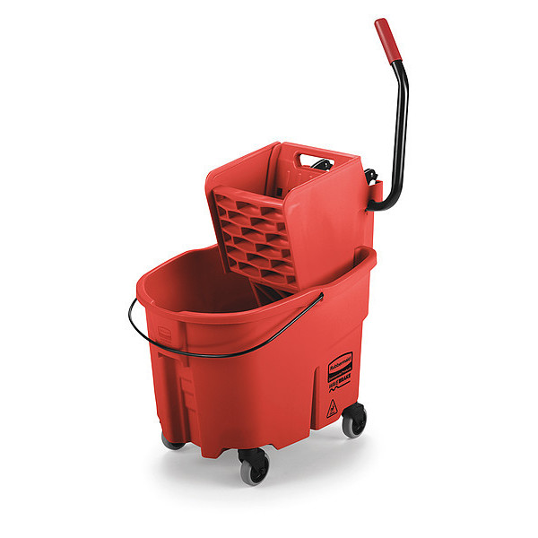 WaveBrake Mop Bucket and Wringer,8.75 gal.,Red RUBBERMAID FG758888RED 