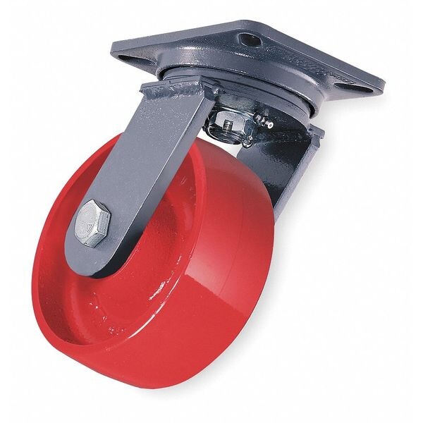 Plate Caster,Swivel,Cast Iron,6 In.,2200 Lb