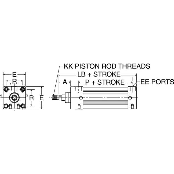 Air Cylinder, 100 Mm Bore, 100 Mm Stroke, ISO Double Acting