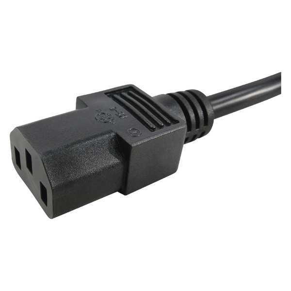 Power Cord, IEC C14, SJT, 10 Ft., Blk, 10A, 16/3