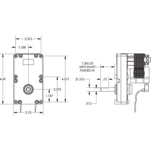 AC Gearmotor, 100.0 In-lb Max. Torque, 6.0 RPM Nameplate RPM, 115V AC Voltage, 1 Phase