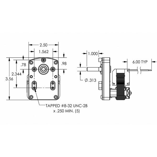 AC Gearmotor, Nameplate RPM 4, 0.32A,115V