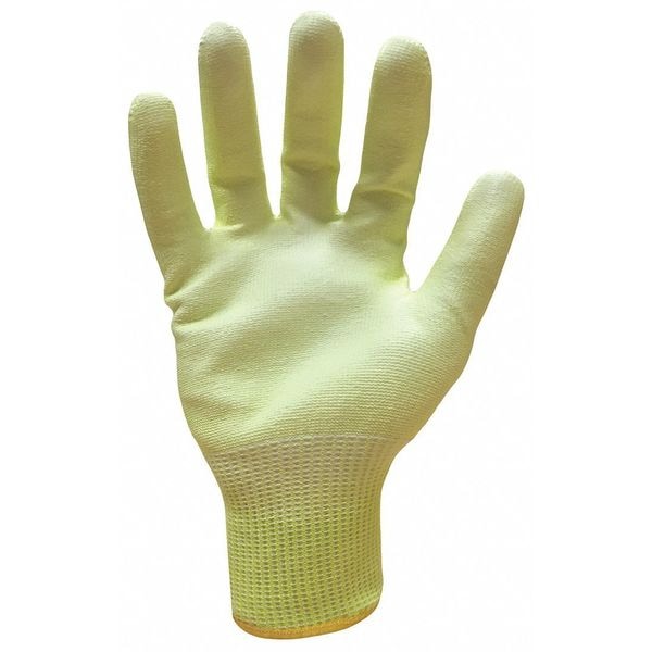 Hi-Vis Cut Resistant Coated Gloves, Cut Level, Polyurethane, M, 1 PR