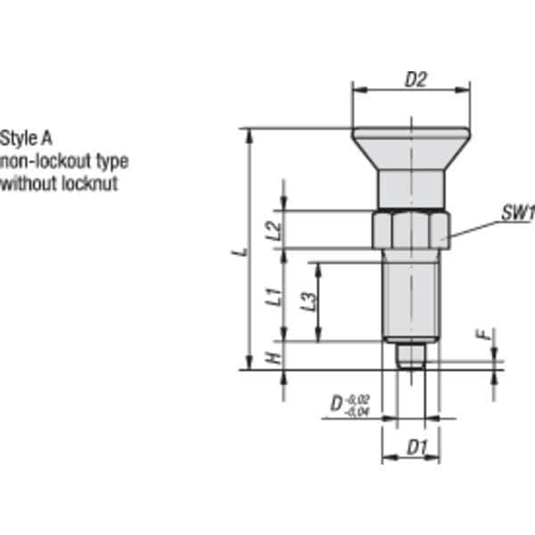 Indexing Plunger D1= 5/16-24, D=4, Style A, Non-Lockout Wo Locknut, Steel Hardened, Knob Plastic