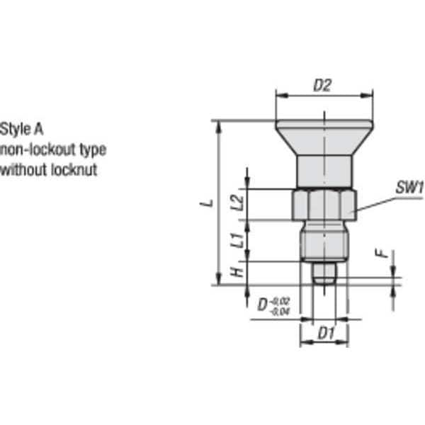 Indexing Plunger, Short, Size: 0, D1= M08X1, D=4, Style A, Non-Lockout WO Locknut, SS Pin Not Hard