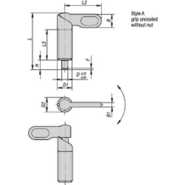 Cam-Action Indexing Plunger, Stainless Steel, D=12, D1= 3/4-10, Form: B, Without Locknut