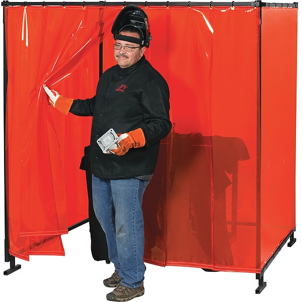 Welding Booth, 6 Ft W, 6 Ft H, Orange