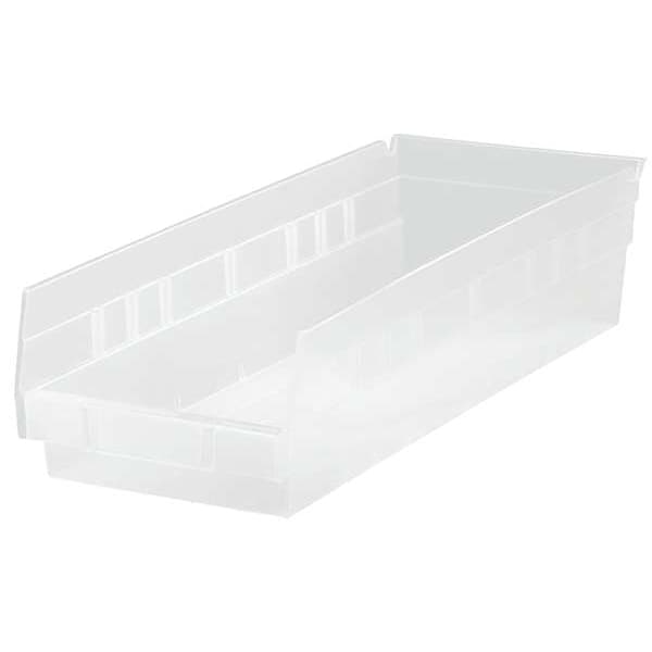 Shelf Storage Bin, Clear, Polypropylene, 17 7/8 In L X 8 3/8 In W X 4 In H, 50 Lb Load Capacity