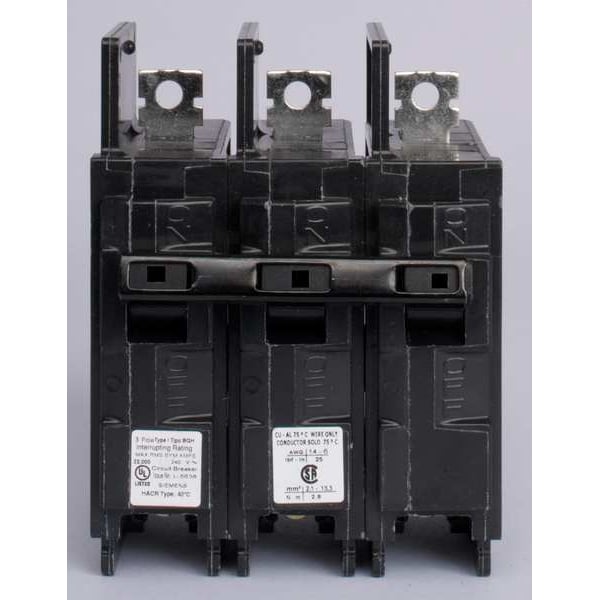Miniature Circuit Breaker, 80 A, 240V AC, 3 Pole, Bolt On Mounting Style, BQH Series