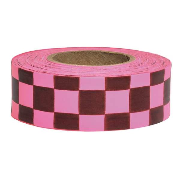 Flagging Tape,Pnk Glo/Blk,150ft,1-3/16In