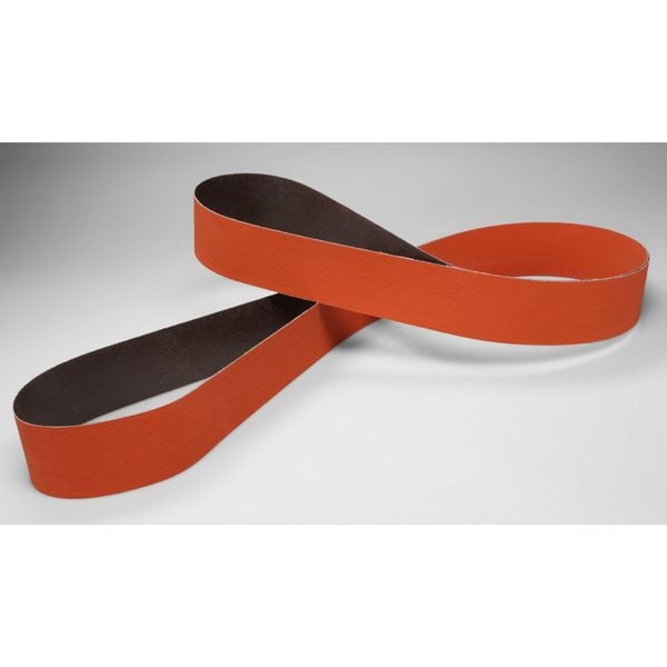 Sanding Belt, Coated, 3 1/2 In W, 15 1/2 In L, 80 Grit, Medium, Ceramic, 777F, Orange