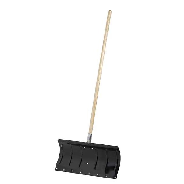Snow Shovel, 48 In Wood Straight Handle, Aluminum Blade Material, 24 In Blade Width