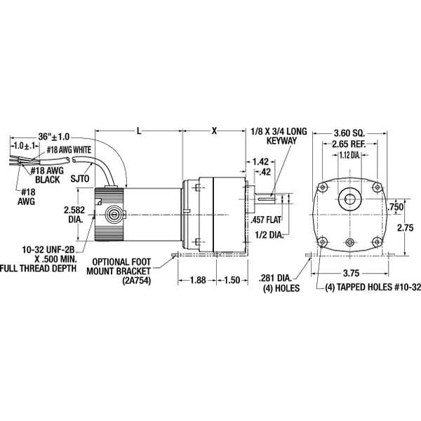 DC Gearmotor, 100.0 In-lb Max. Torque, 5 RPM Nameplate RPM, 90V DC Voltage